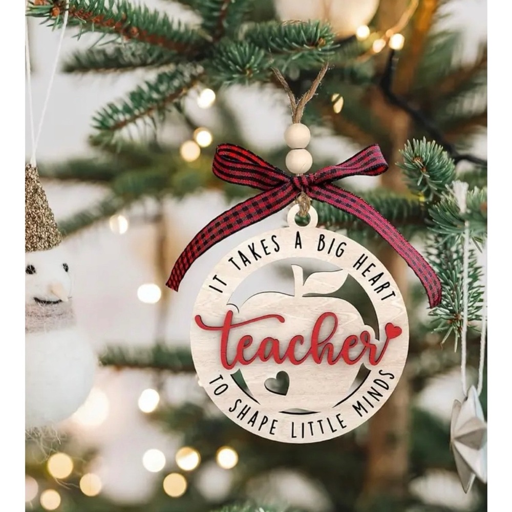 🆕 Christmas Teacher Handmade Wooden Ornament